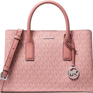 Small Womens Satchel Canvas Rose Zip Top Handle Crossbody Organizer